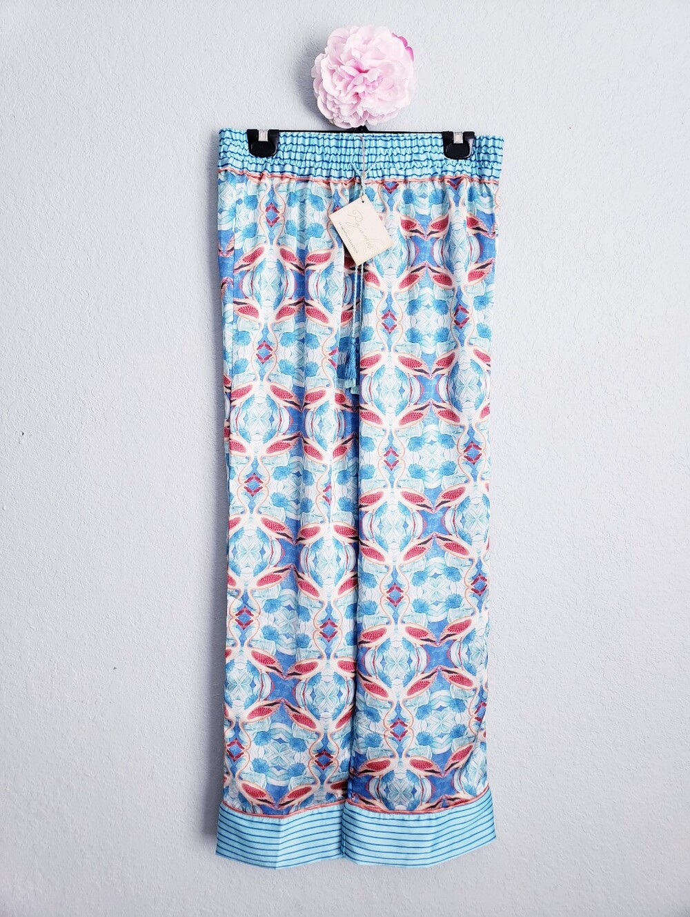 World Market Flamingo Tropical Print Blue Lounge Pajama Pants